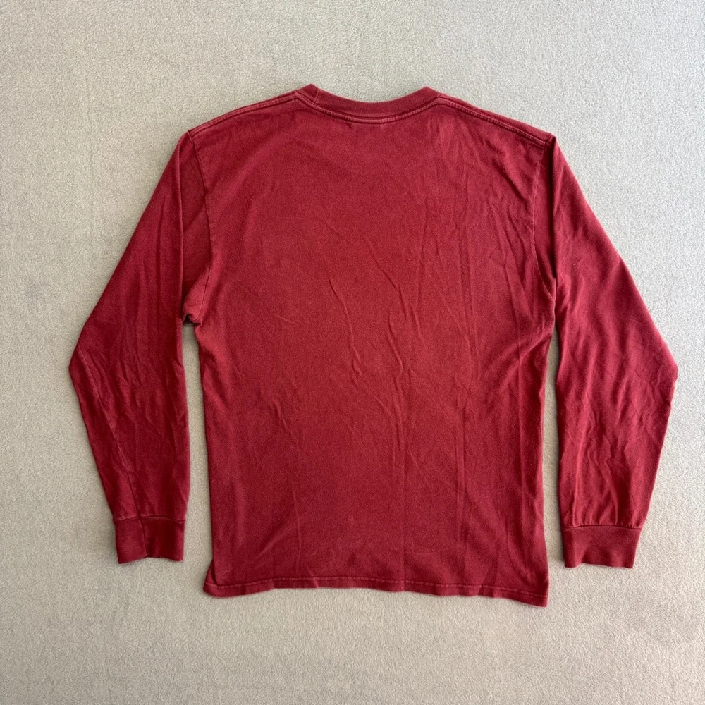 Stussy Shirt Medium Men's Long Sleeve Crewneck Pullover Logo Red Skate - Picture 2 of 9